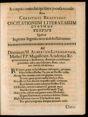 Ad Dominum M. Albertum Linemannum ...