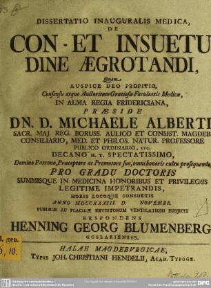 Dissertatio Inauguralis Medica, De Con- Et Insuetudine Aegrotandi