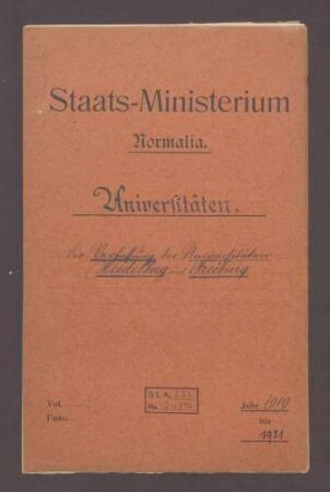 Die Verfassung der Universität Heidelberg und Freiburg sowie der Technischen Hochschule in Karlsruhe (I)