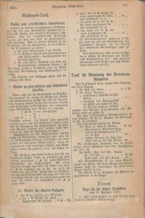 Taxen. Taxe für die Kieler Droschken vom 12. December 1878.