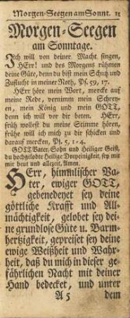 Morgen-Seegen am Sonntage.