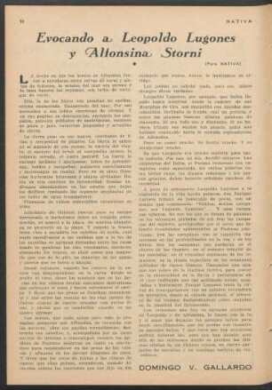 Evocando a Leopoldo lugones y Alfonsina Storni