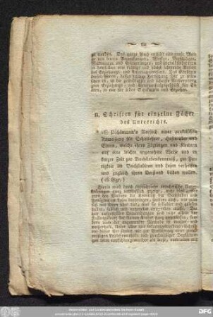 B. Schriften für einzelne Fächer des Unterrichts.