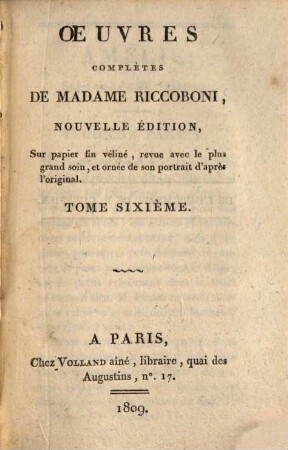 Oeuvres complètes de Madame Riccoboni. 6