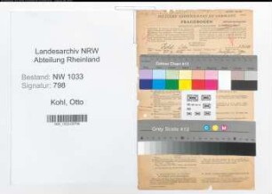 Entnazifizierung Otto Kohl , geb. 21.12.1896 (Polizeibeamter)