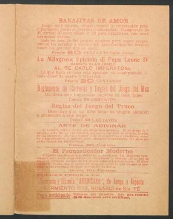 [Publicidad de Imprenta y Librería "Americana"]