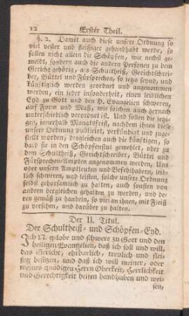 Der II. Titul. Der Schultheiß- und Schöpfen-Eyd