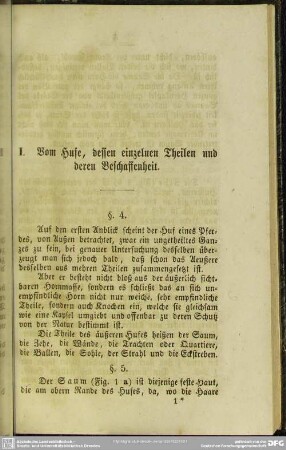 I. Vom Hufe, dessen einzelnen Theilen und deren Beschaffenheit