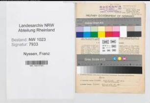 Entnazifizierung Franz Nyssen , geb. 28.02.1904 (Schreiner)