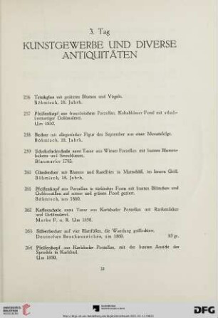 Kunstgewerbe und diverse Antiquitäten (Nr. 256-424)