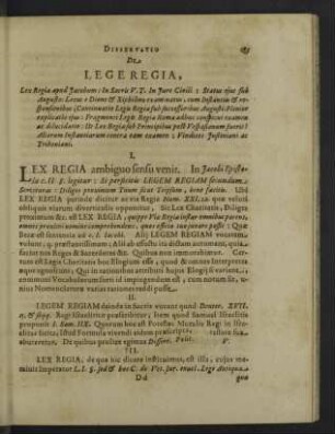 Dissertatio De Lege Regia