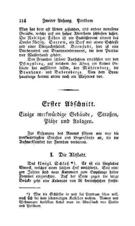 Erster Abschnitt. Einige merkwürdige Gebäude, Straßen, Plätze und Anlagen