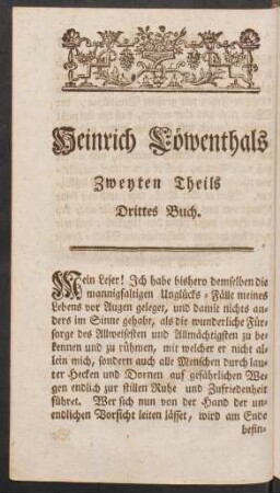 Heinrich Löwenthals Zweyten Theils Drittes Buch.