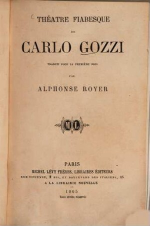 Théâtre fiabesque : Trad. pour la 1. fois. par Alphonse Royer