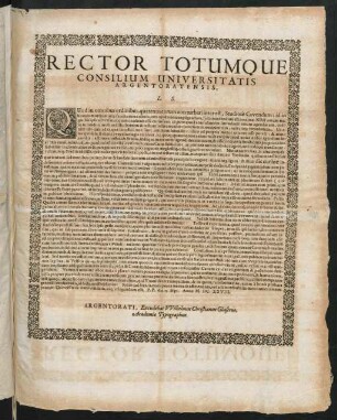 Rector Totumque Consilium Universitatis Argentoratensis, L. S.