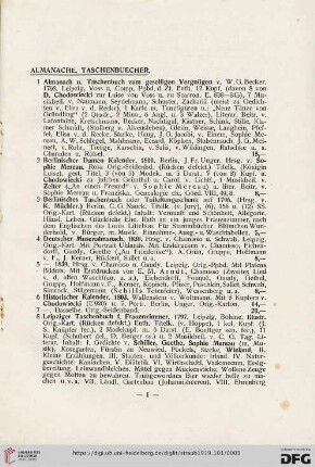 Almanache, Taschenbücher (Nr. 1-42]