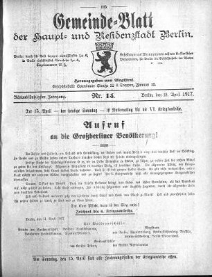 1917,15: Nr. 15, 15. April 1917