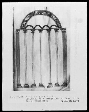 Evangeliar (unvollendet) — ---, Folio 8rectoKanontafel