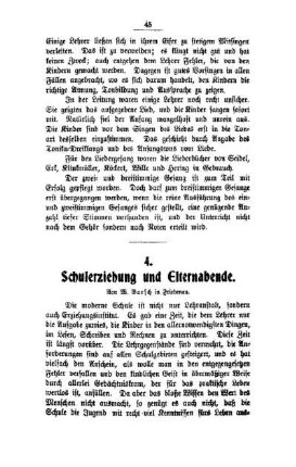 Schulerziehung und Elternabende