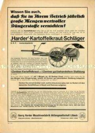 Wissen Sie auch, dass Sie in Ihrem Betrieb jährlich große Mengen wertvoller Düngerstoffe vernichten? / "Harder"-Kartoffelkraut-Schläger