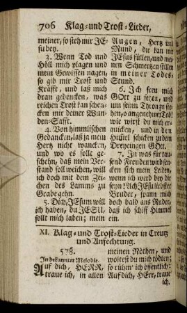 XI. Klag- und Trost-Lieder in Creutz und Anfechtung.