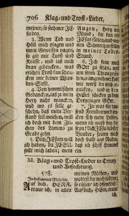XI. Klag- und Trost-Lieder in Creutz und Anfechtung.