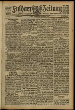Erste Ausgabe vom Dienstag, den 29. Oktober 1912.