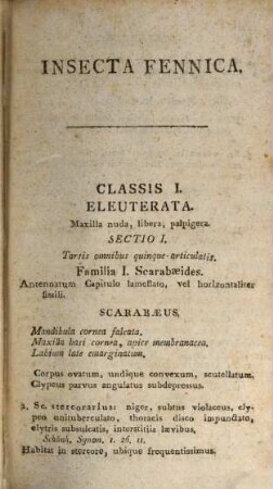 Insecta Fennica : dissertationibus academicis A. 1817 - 1834 editis