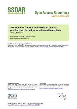 Dos modelos frente a la diversidad cultural: igualitarismo formal y ciudadanía diferenciada