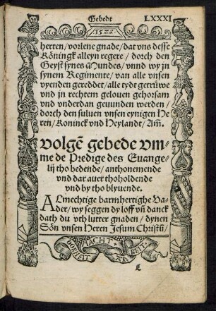 volgen gebede umme de Predige des Evangelii tho bedende ...