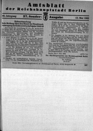 27. Sonder-Ausgabe, 12. Mai 1942