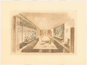 Unbekanntes Projekt (Repräsentatives Wohnhaus): Perspektivische Ansicht (Innenraum: Speisezimmer)