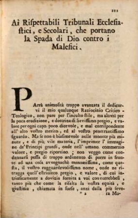 Raziocinio Critritico-Teologico su l'Apologia del Congresso notturno delle Lammie