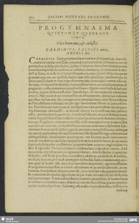 Progymnasma Quintum Et Quadragesimum. Vita humana, & caelestis