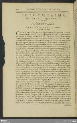 Progymnasma Quintum Et Quadragesimum. Vita humana, & caelestis