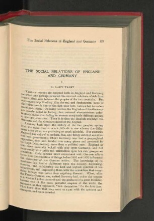 The Social Relations of England and Germany.