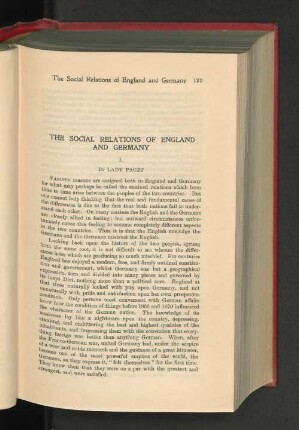 The Social Relations of England and Germany.