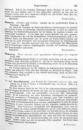 525, Siemerling. Über nervöse und psychische Störungen der Jugend. 1909