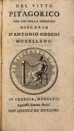 Del vitto pitagorico per uso della medicina