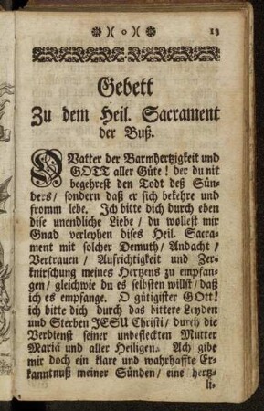 Gebett Zu dem Heil Sacrament der Buß.