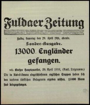Zweite Ausgabe vom Samstag, den 29. April 1916.