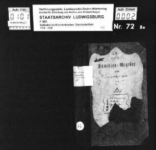 Familienregister von 1808 bis 1834 enthaltend: a) Schultheisserei Amtzell; b) Schultheisserei Eggenreute; c) Schultheisserei Waldburg; d) Schultheisserei Bodnegg