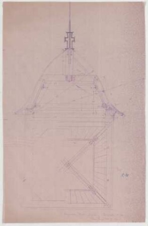 Fischer, Theodor; Neuötting; Ev. Kirche - Turmhelm (Grundriss, Schnitt)
