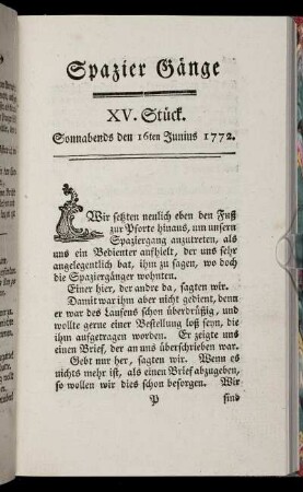 XV. Stück. Sonnabends den 16ten Junius 1772.