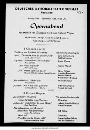 Opernabend mit Werken von Giuseppe Verdi und Richard Wagner