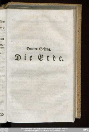 Dritter Gesang. Die Erde.