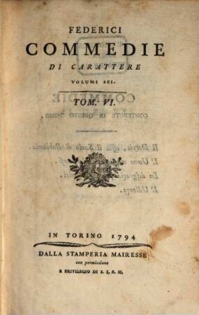Federici Commedie Di Carattere Volumi Sei, 6