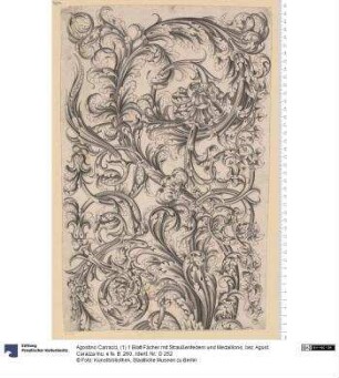 (1) 1 Blatt Fächer mit Straußenfedern und Medaillons, bez: Agust. Carazza Inu. e fe. B. 260.