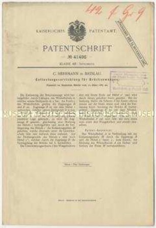 Patentschrift einer Entlastungsvorrichtung für Brückenwaagen, Patent-Nr. 41496