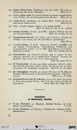 Arbeiten in Elfenbein, Wachs (Nr. 317-330)